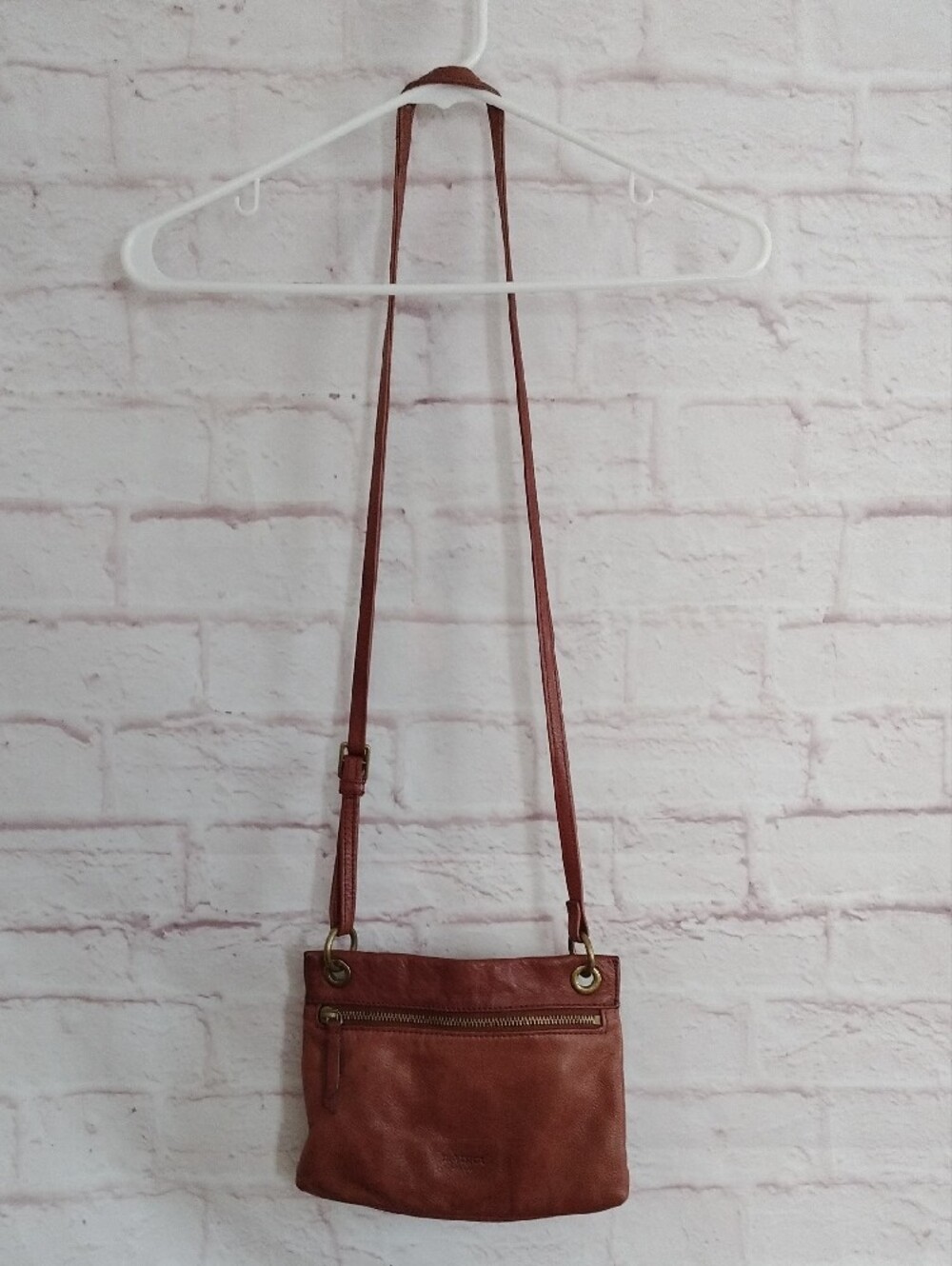 margot Tan Leather Crossbody Bag with Front Zip - Picture 2 of 7